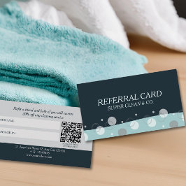 Minimale moderne, dunkelblaue Reinigungsdienste Empfehlungskarte