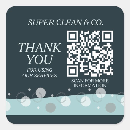 Minimale moderne, dunkelblaue Reinigungsdienste Quadratischer Aufkleber (Vorderseite)