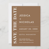 Minimale Moderne Dunkle Taupe Elegante Hochzeit Save The Date (Vorderseite)