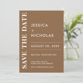 Minimale Moderne Dunkle Taupe Elegante Hochzeit Save The Date