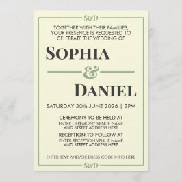 Minimale moderne editierbare Hochzeit Einladung
