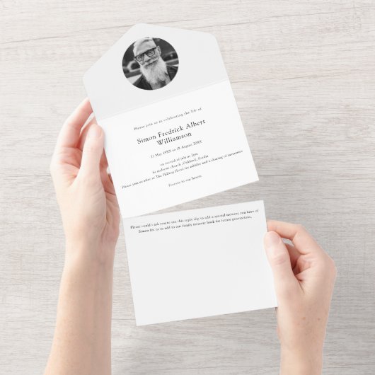 Minimale moderne einzigartige Feier des Lebens All In One Einladung (Abreißtisch)