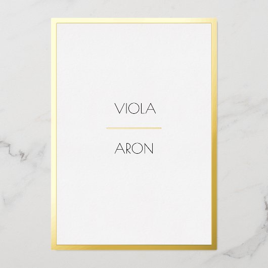 Minimale moderne, elegante Hochzeit an der Goldgre Folieneinladung (Vorderseite)