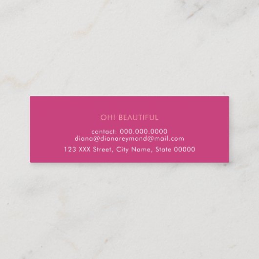 minimale moderne, elegante schlichte Schönheit pin Mini Visitenkarte (Rückseite)