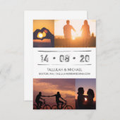 Minimale moderne Foto Collage Typografie Hochzeit Save The Date (Vorne/Hinten)