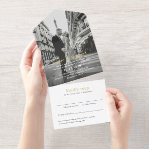 Minimale moderne Foto-Hochzeit All-in-One-Einladung