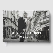 Minimale moderne Foto-Hochzeit Gästebuch (Vorderseite)