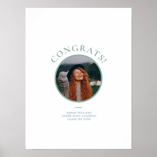 Minimale moderne Foto-Teal-Abschluss-Autogramm Poster (Vorne)