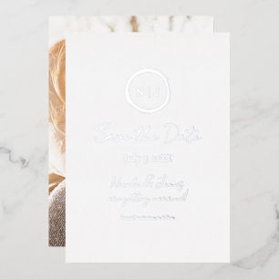 Minimale moderne Glamour-Silber Save-the-Date-Foto Folieneinladung