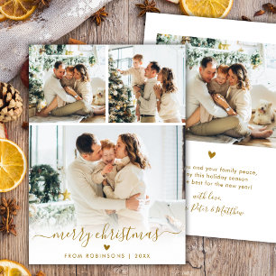 Minimale moderne goldene Schrift 4 Foto Frohe Weih Feiertagskarte