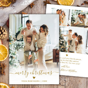 Minimale moderne goldene Schrift 4 Foto Frohe Weih Feiertagskarte