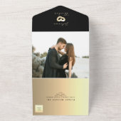 Minimale moderne Goldkalligrafie Black Wedding All In One Einladung (Außenbereich)