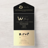 Minimale moderne Goldkalligrafie Black Wedding All In One Einladung (Innen Boden)