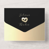Minimale moderne Goldkalligrafie Black Wedding All In One Einladung (Rückseite)