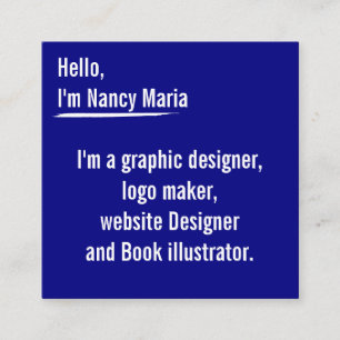 Minimale moderne Grafikdesign Blau Quadratische Visitenkarte