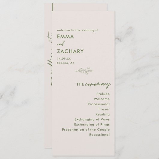 Minimale moderne graue Hochzeit Programm (Vorne/Hinten)