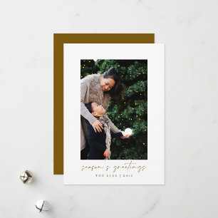 Minimale moderne handgeschriebene Fotoweihnachtsgr Feiertagskarte