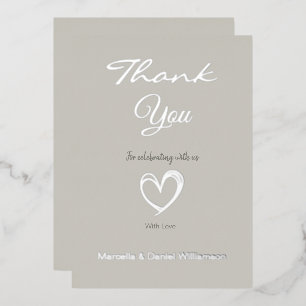 Minimale moderne Herz- und Schriftart Danke Folieneinladung