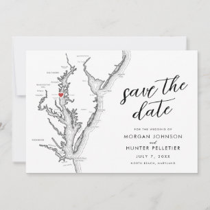 Minimale moderne Hochzeit in North Beach, MD Save The Date