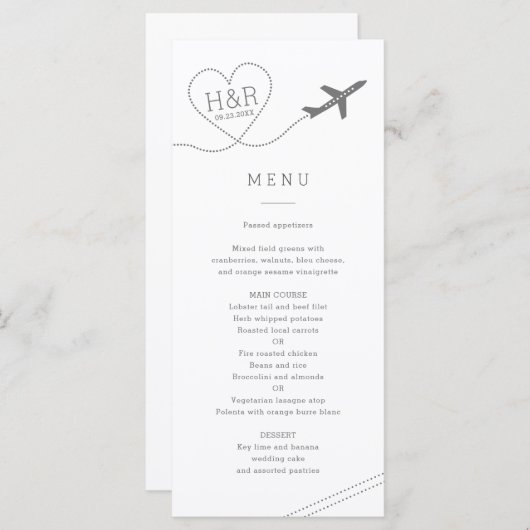 Minimale moderne Hochzeit in Urlaubsort für das Th Menükarte (Vorne/Hinten)