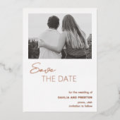 Minimale moderne Hochzeit retten das Datum Folieneinladung (Vorderseite)