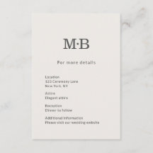 Minimale moderne Hochzeitsdetails Karte für eine h