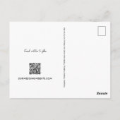 Minimale moderne Hochzeitswebsite mit einem QR-Cod Postkarte (Rückseite)