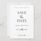 Minimale moderne Hochzeitswebsite mit einem QR-Cod Save The Date (Vorderseite)