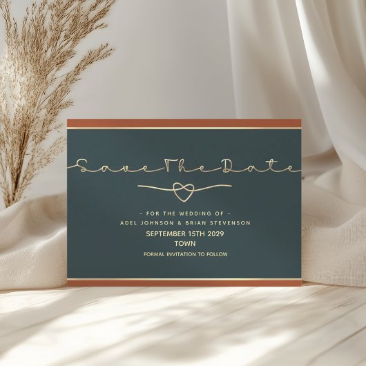 Minimale moderne Kalligrafie-Hochzeit rettet das D Save The Date