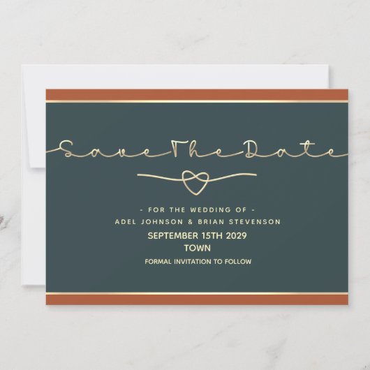 Minimale moderne Kalligrafie-Hochzeit rettet das D Save The Date (Vorderseite)