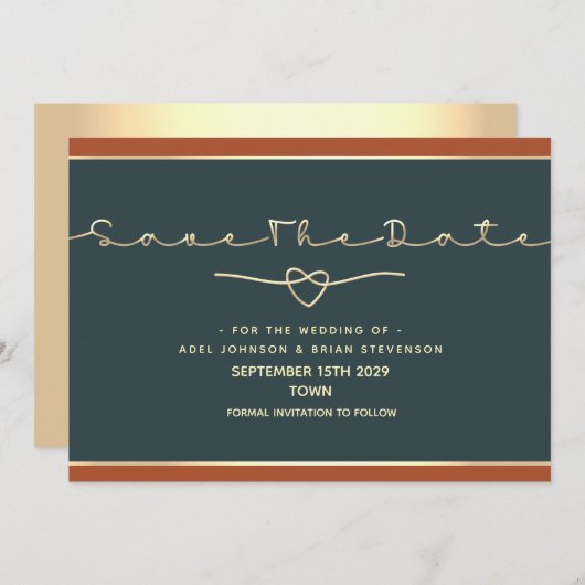 Minimale moderne Kalligrafie-Hochzeit rettet das D Save The Date (Vorne/Hinten)