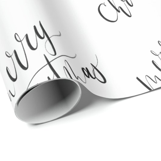 Minimale, moderne Kalligraphie, frohe Weihnachten Geschenkpapier (Rolleneckpunkt)