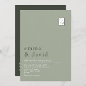 Minimale moderne kalligraphische Sage Grüne Hochze Einladung (Vorne/Hinten)