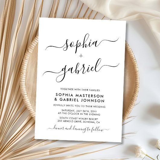 Minimale moderne kalligraphische Script Monogram W Einladung