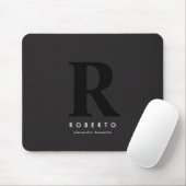 Minimale moderne klassische schwarze Monogramm Mousepad (Mit Mouse)