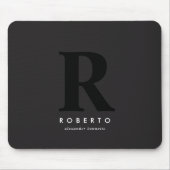 Minimale moderne klassische schwarze Monogramm Mousepad (Vorne)