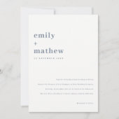 Minimale moderne, kühne graublaue Typografie Hochz Einladung (Vorderseite)