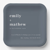 Minimale moderne, kühne graublaue Typografie Hochz Pappteller (Vorderseite)