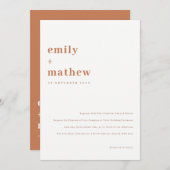 Minimale moderne, kühne Rost Orange Typografie Hoc Einladung (Vorne/Hinten)