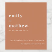 Minimale moderne, kühne Rost Orange Typografie Hoc Weinetikett (Einzelnes Label)