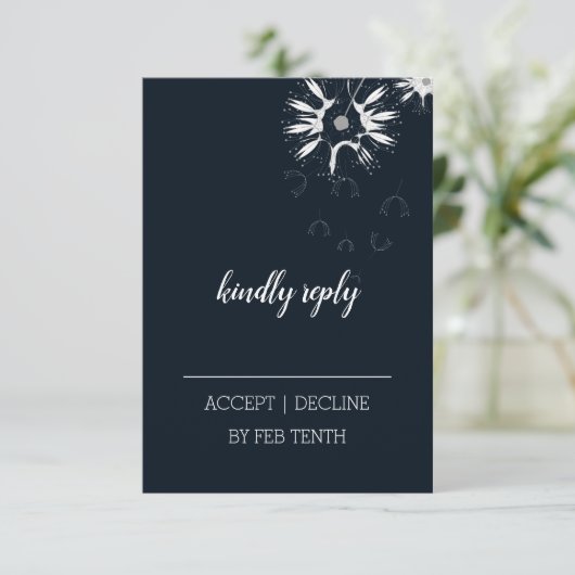 Minimale Moderne Kunstfloralhochzeit RSVP (Stehend Vorderseite)