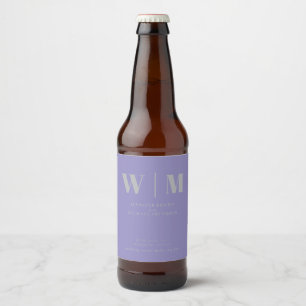 Minimale moderne Lavendel-Silber-Hochzeitsfeier Bierflaschenetikett