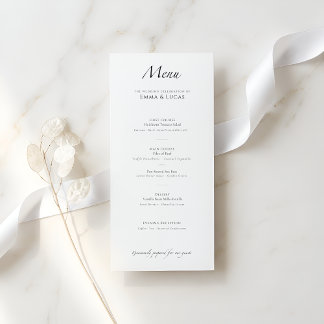 Minimale moderne Luxus | Elegantes Schwarz & Weiß Menükarte