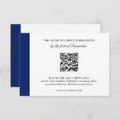 Minimale moderne Marine Blue QR Code Elegante Hoch RSVP Karte (Vorne/Hinten)