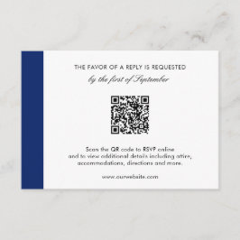 Minimale moderne Marine Blue QR Code Elegante Hoch RSVP Karte