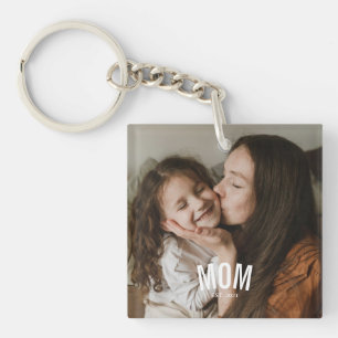 Minimale moderne Mom etablierte Foto Schlüsselanhänger