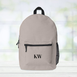 Minimale moderne Monogram Taupe Bedruckter Rucksack