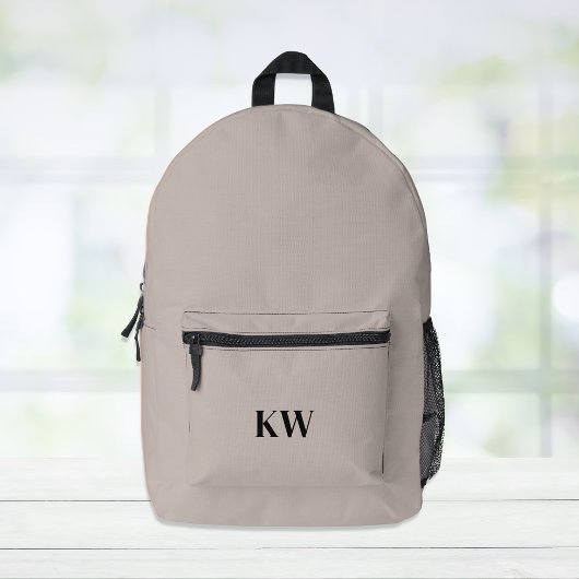 Minimale moderne Monogram Taupe Bedruckter Rucksack