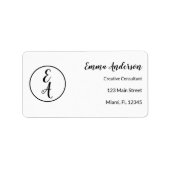 Minimale moderne Monogramm Adressaufkleber (Vorne)