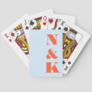 Minimale moderne Monogramm Blau Orange Benutzerdef Spielkarten